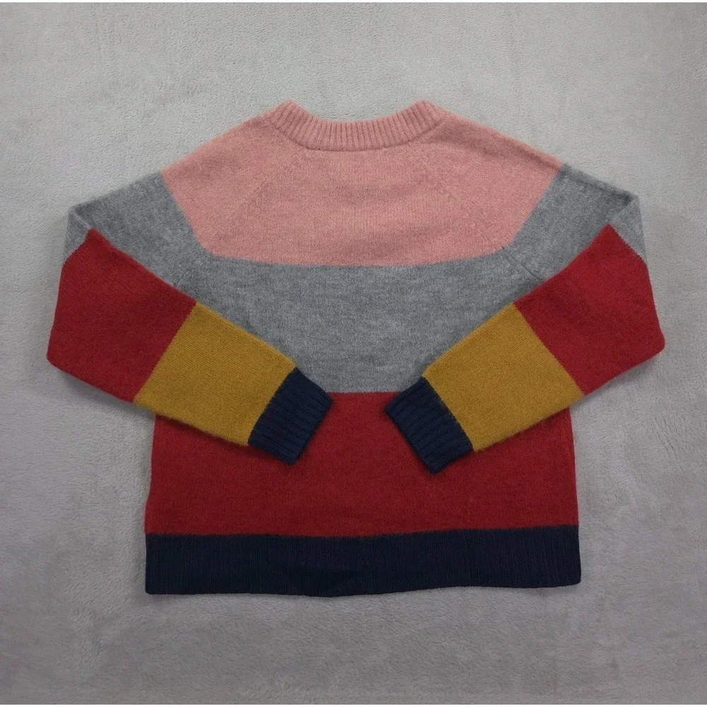 J Crew Sweater Womens Medium Alpaca Crewneck Multicolor Block Striped‎
